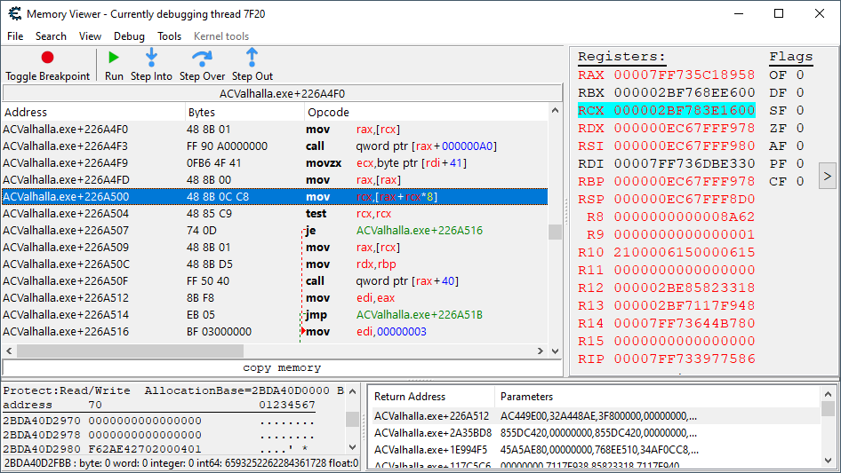 Shows the code where the base address of the health structure is being sourced from.